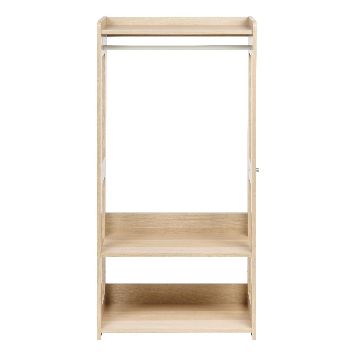 IRIS 2 Shelf Compact Wood Garment Hanging Closet Clothing Clothes Rack, Brown