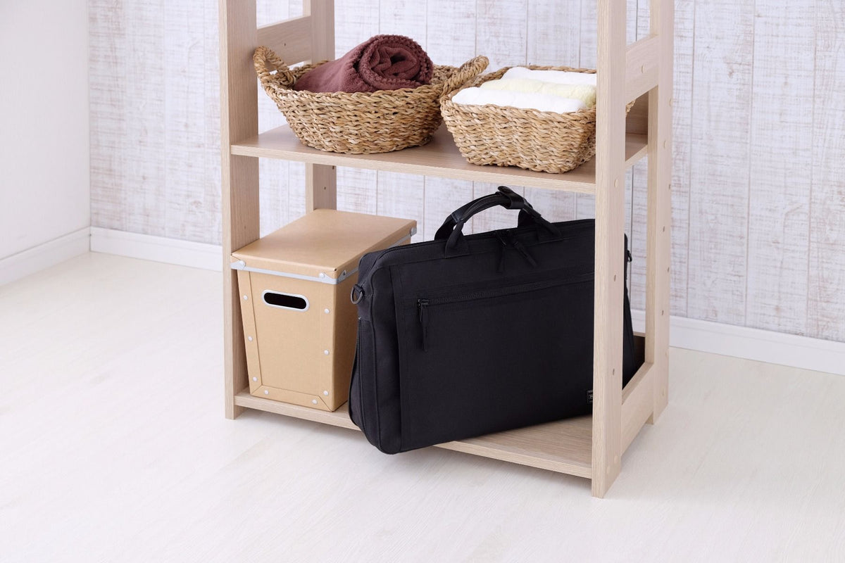 IRIS 2 Shelf Compact Wood Garment Hanging Closet Clothing Clothes Rack, Brown