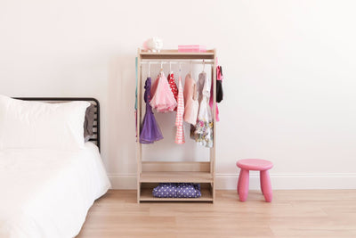 IRIS 2 Shelf Compact Wood Garment Hanging Closet Clothing Clothes Rack, Brown