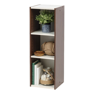 IRIS USA 596308 Space Saving Adjustable Stackable Shelf Organizer, Walnut Brown