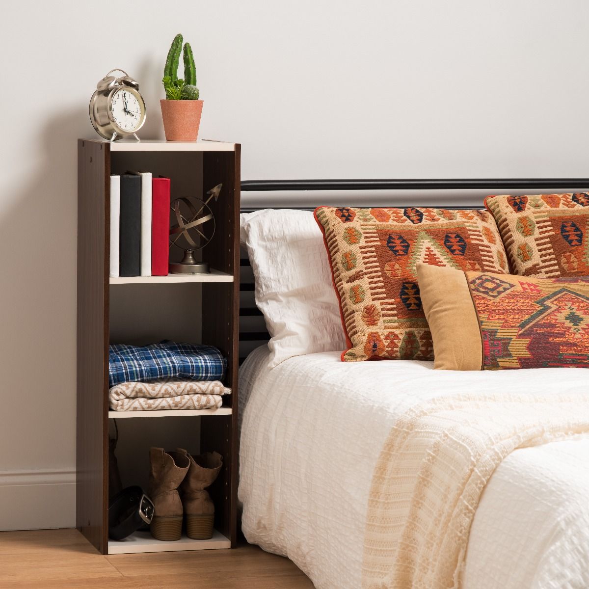 IRIS USA 596308 Space Saving Adjustable Stackable Shelf Organizer, Walnut Brown