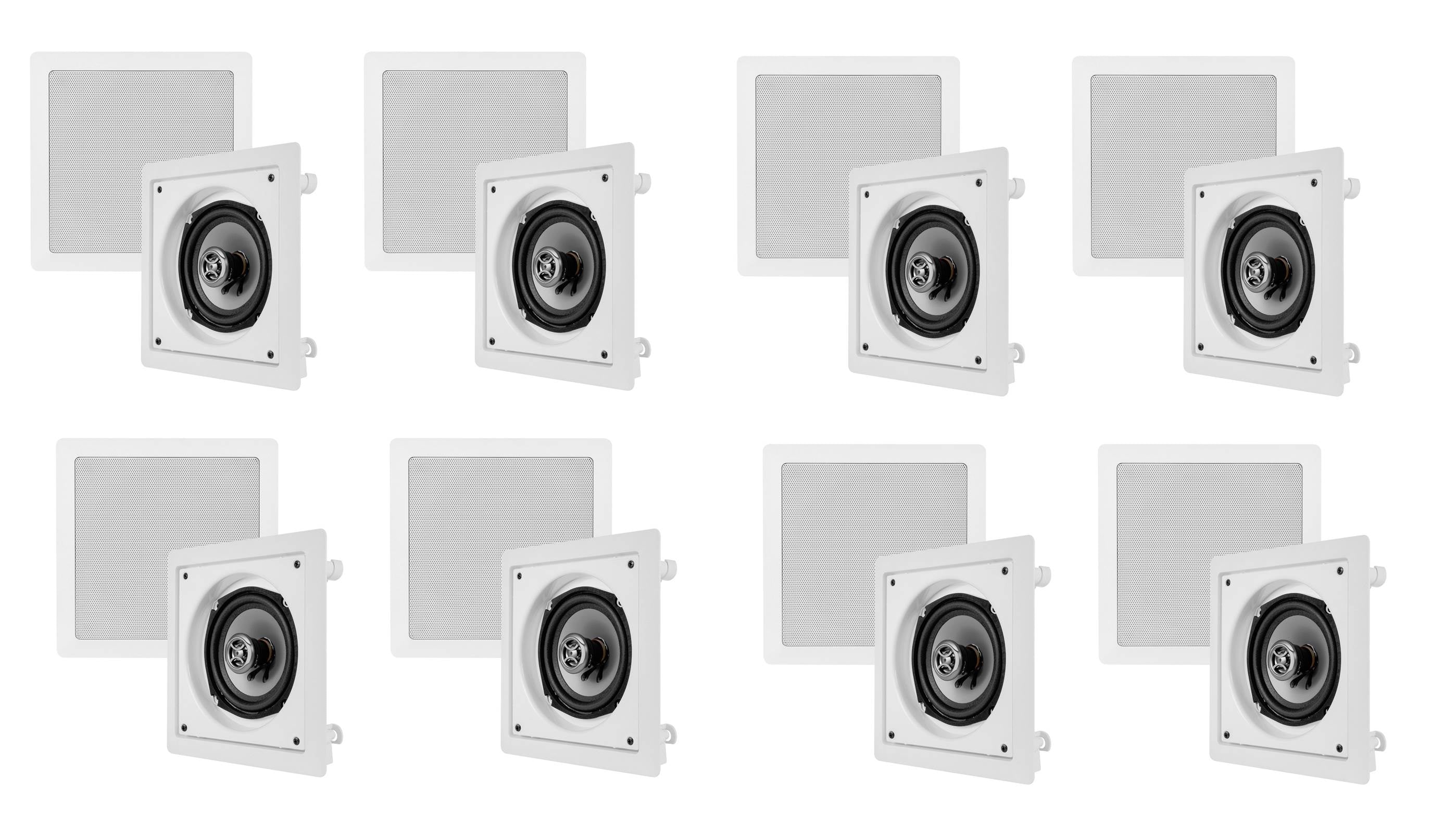 16) VM AUDIO Shaker 5.25" 125W Square In Ceiling/In Wall Surround Sound Speakers