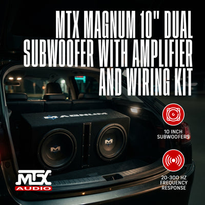 MTX Magnum MB210SP 10" 400W RMS Dual Car Loaded Subwoofer Box with Wiring Kit