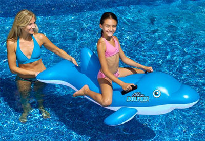 Swimline 90453 Swimming Pool Inflatable Dolphin Ride-On Toy + 110V Air Pump