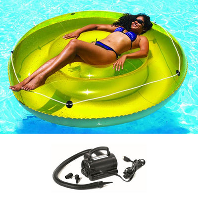 New Swimline 9050 Swimming Pool 72" Island Float Lounger w/ 110V Air Pump - VMInnovations