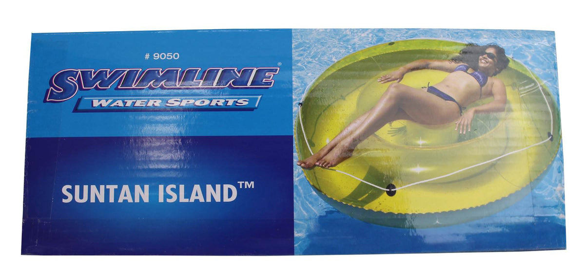 New Swimline 9050 Swimming Pool 72" Island Float Lounger w/ 110V Air Pump