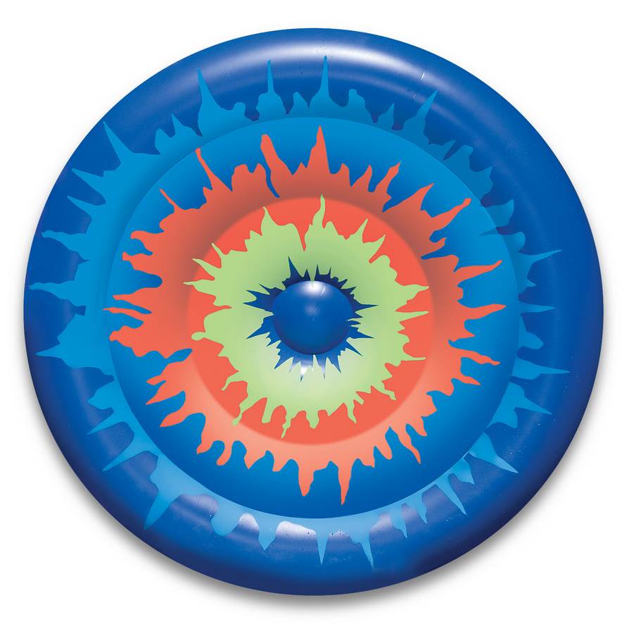 Swimline 90502 Swimming Pool Tie Dye Inflatable 65" Island Tube w/ 110V Air Pump - VMInnovations