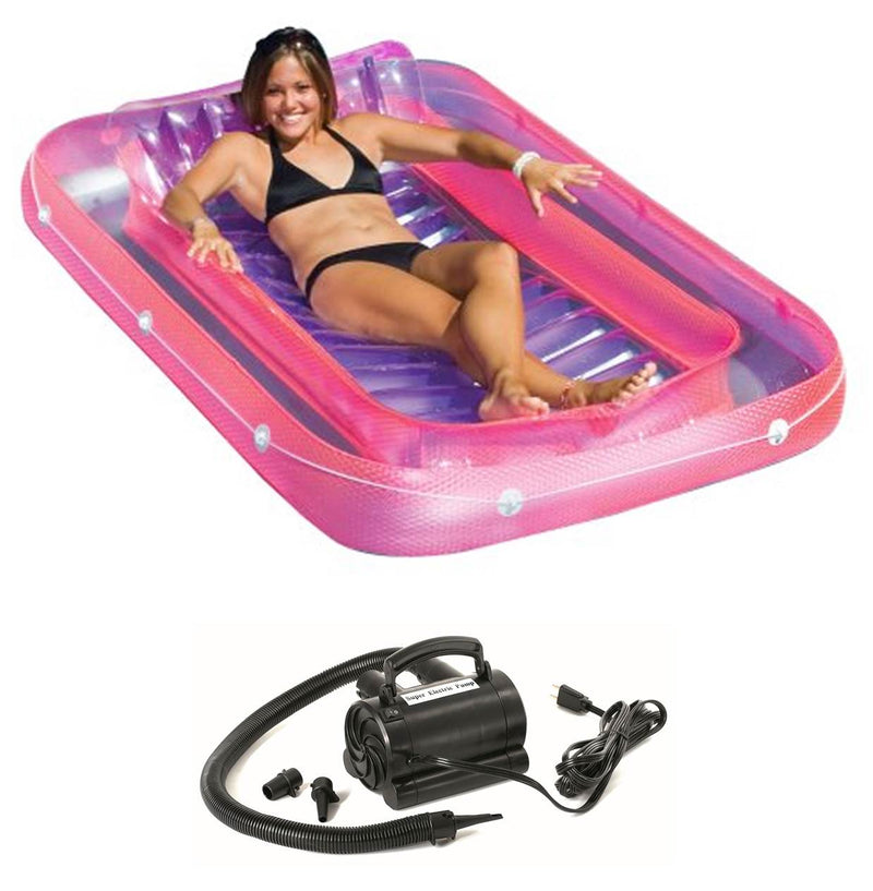 New Swimline 9052 71" Swimming Pool Inflatable Tub Lounger w/ 110 Volt Air Pump - VMInnovations