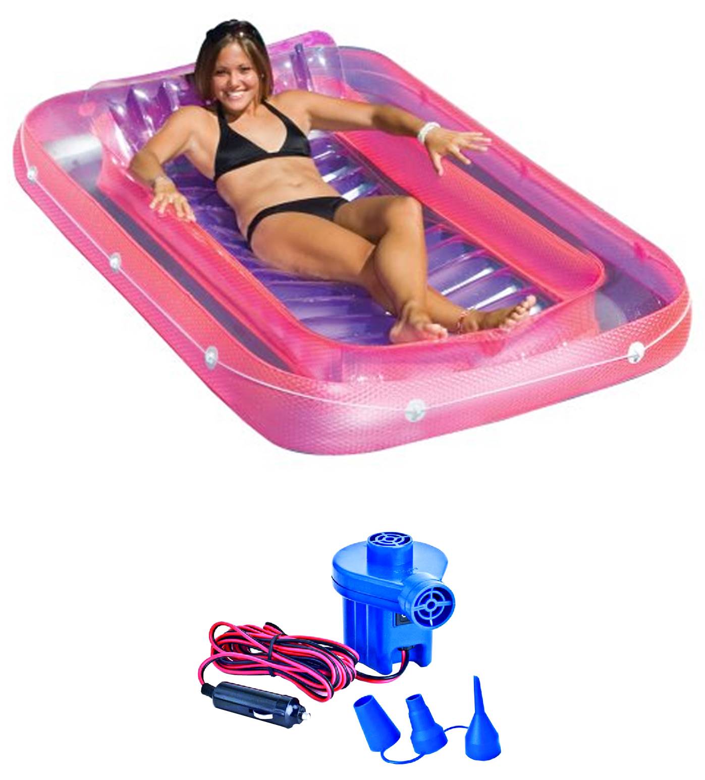 Swimline 9052 71" Swimming Pool Inflatable Tub Lounger w/ 12 Volt Air Pump