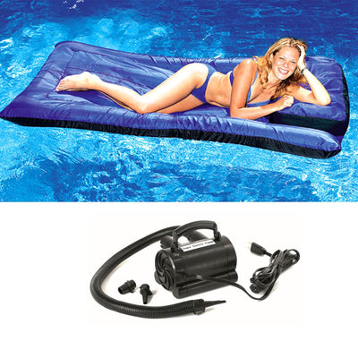 New Swimline 9057 Pool Inflatable Fabric Covered Mattress w/ 110 Volt Air Pump - VMInnovations