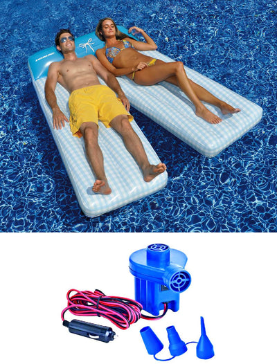 NEW Swimline 90602 Pool Fun Inflatable Shorts Double Lounger w/ 12 Volt Air Pump