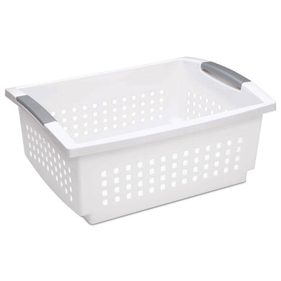 Sterilite Large White Stacking Basket with Titanium Accents (Open Box)(36 Pack)