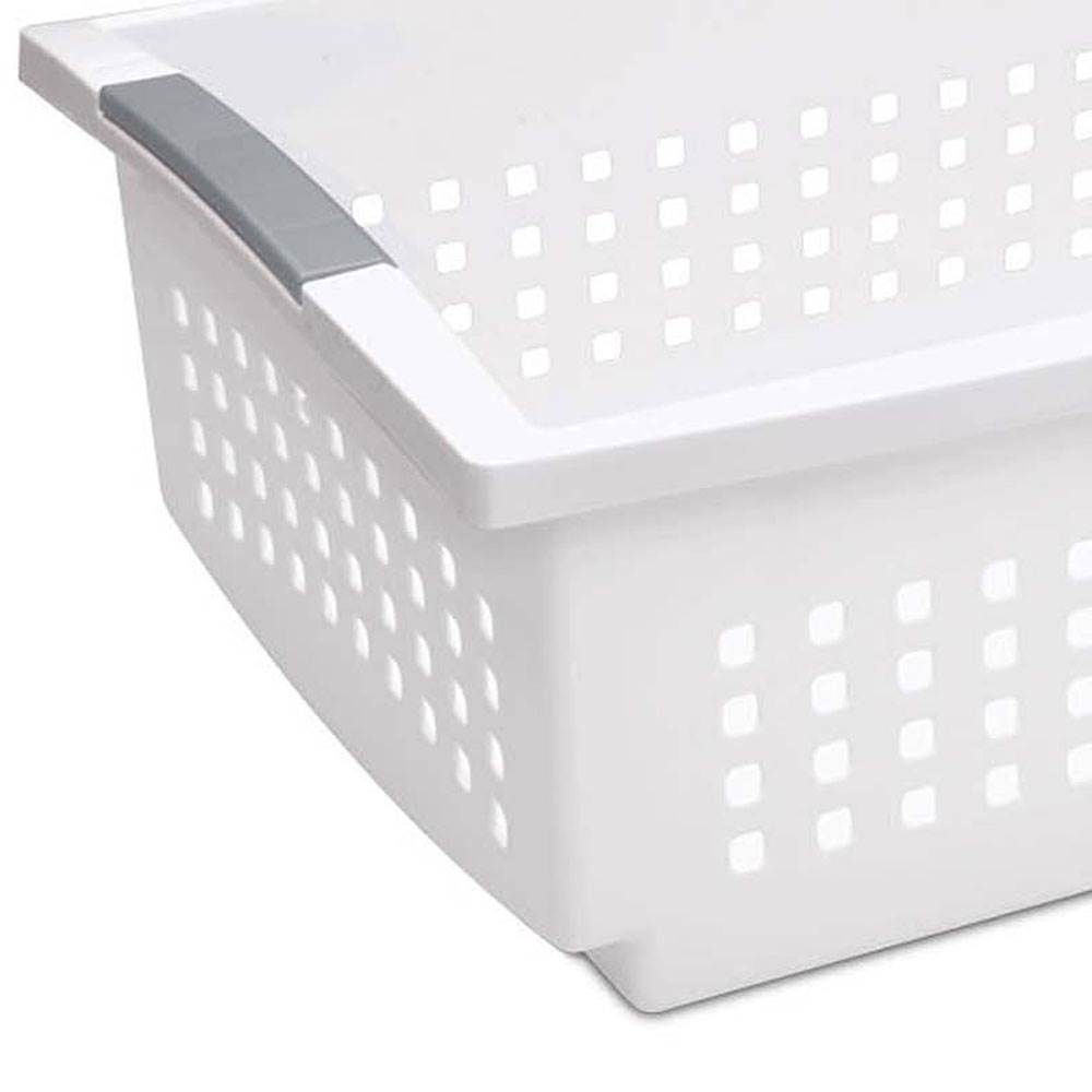 Sterilite  Large White Stacking Basket with Titanium Accents (Open Box)(12 Pack)