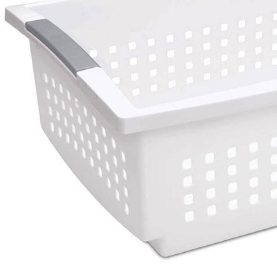 Sterilite  Large White Stacking Basket with Titanium Accents (Open Box)(12 Pack)