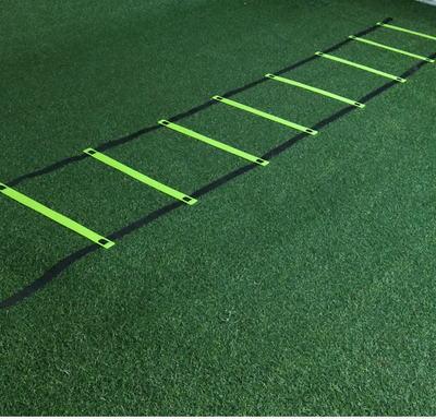 HolaHatha 20 Ft 12 Rung Adjustable Sports Agility Training Ladder, Yellow (Used) - VMInnovations