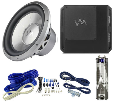 VM Audio Class D Ampifier + 10-Inch Subwoofer + Wiring Kit + Capacitor