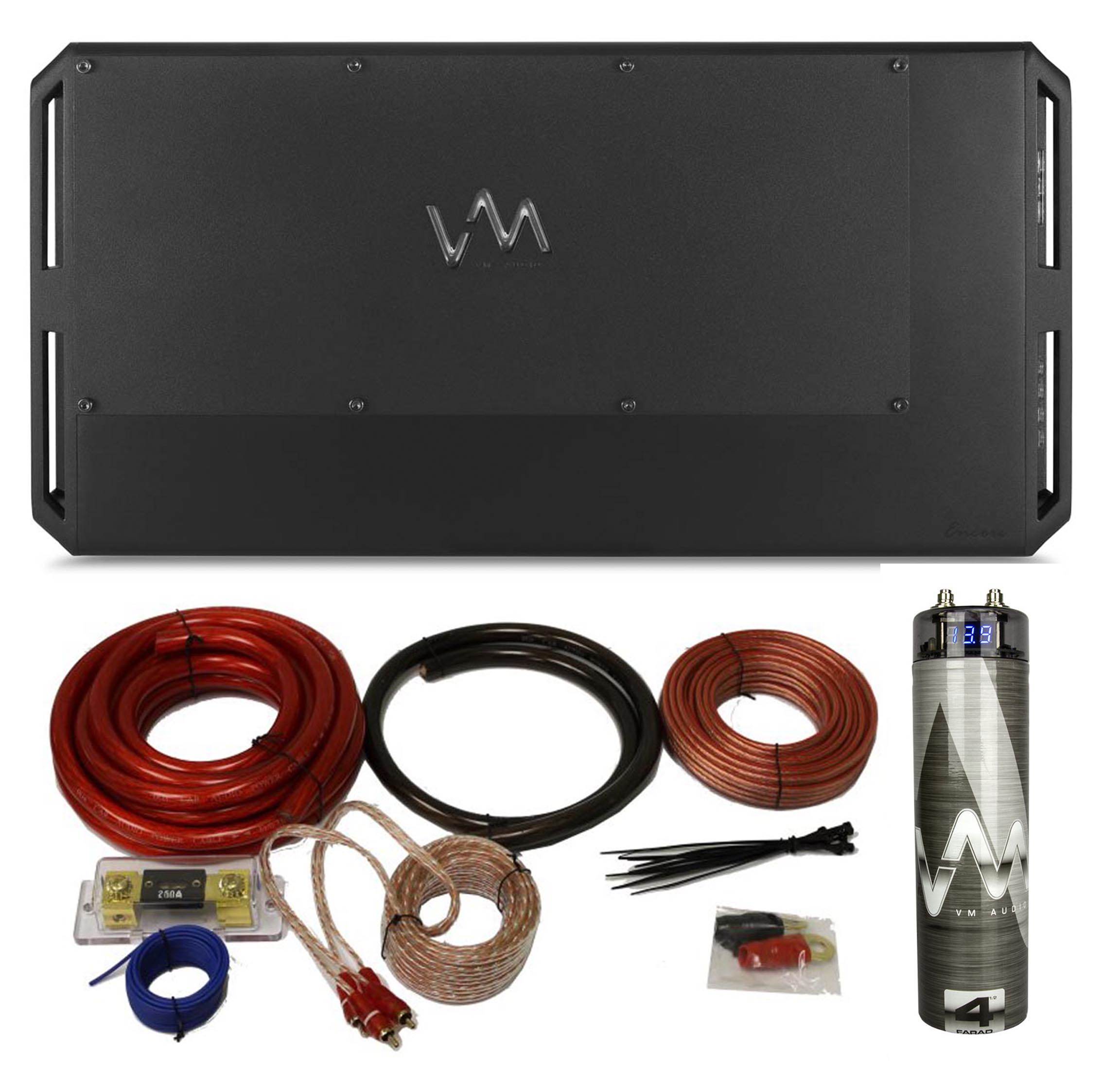VM Audio ECD4200.1 4200W 1 Ohm Class D Amplifier + 0 Gauge Wiring + Capacitor