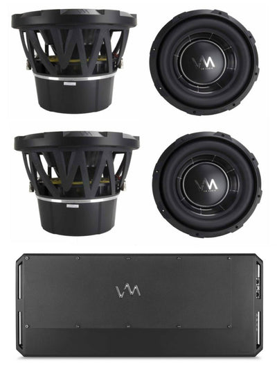 4) VM Audio ECW100 10" DVC Competition Subwoofer Package + ECD5400.1 Class D Amp
