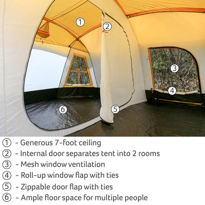 Tahoe Gear Ozark 16-Person 3-Season Cabin Tent, Orange (For Parts)