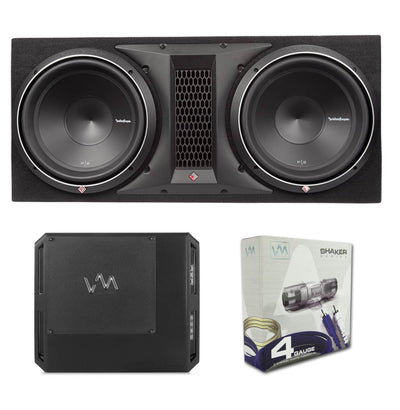 Rockford Fosgate P2-2X10 10" Dual Subwoofer Enclosure + Class D Amp + Wiring Kit