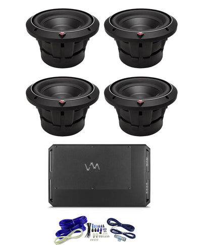 4) ROCKFORD FOSGATE P2D2-8 8" Punch 2-Ohm DVC Subs + 1-Ohm Class D Amp + Wiring