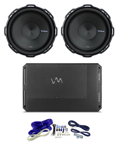 2) Rockford Fosgate P2D2-12 12" 1600W 2-Ohm Punch Subs + Class D Amp + Wiring