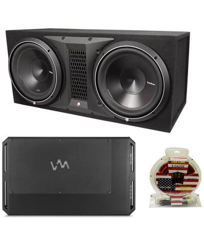 Rockford Fosgate P3-2X12 12" 2400W Subwoofer Enclosure + Class D Amp + 0 Gauge