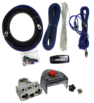 New Kicker CK4 4-Gauge 2-Channel Complete Car Amplifier Kit + Battery Terminal