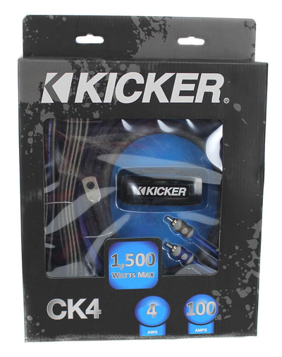 New Kicker CK4 4-Gauge 2-Channel Complete Car Amplifier Kit + Battery Terminal