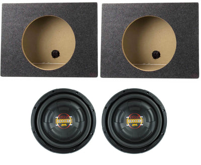 2) Boss D10F 10" 1600W Shallow Car Audio Subwoofers + 2) 10" Single Sealed Boxes