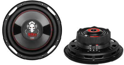 2) Boss P100F 10" 2400W Car Shallow/Slim Subwoofer + 2) 10" Single Sealed Boxes