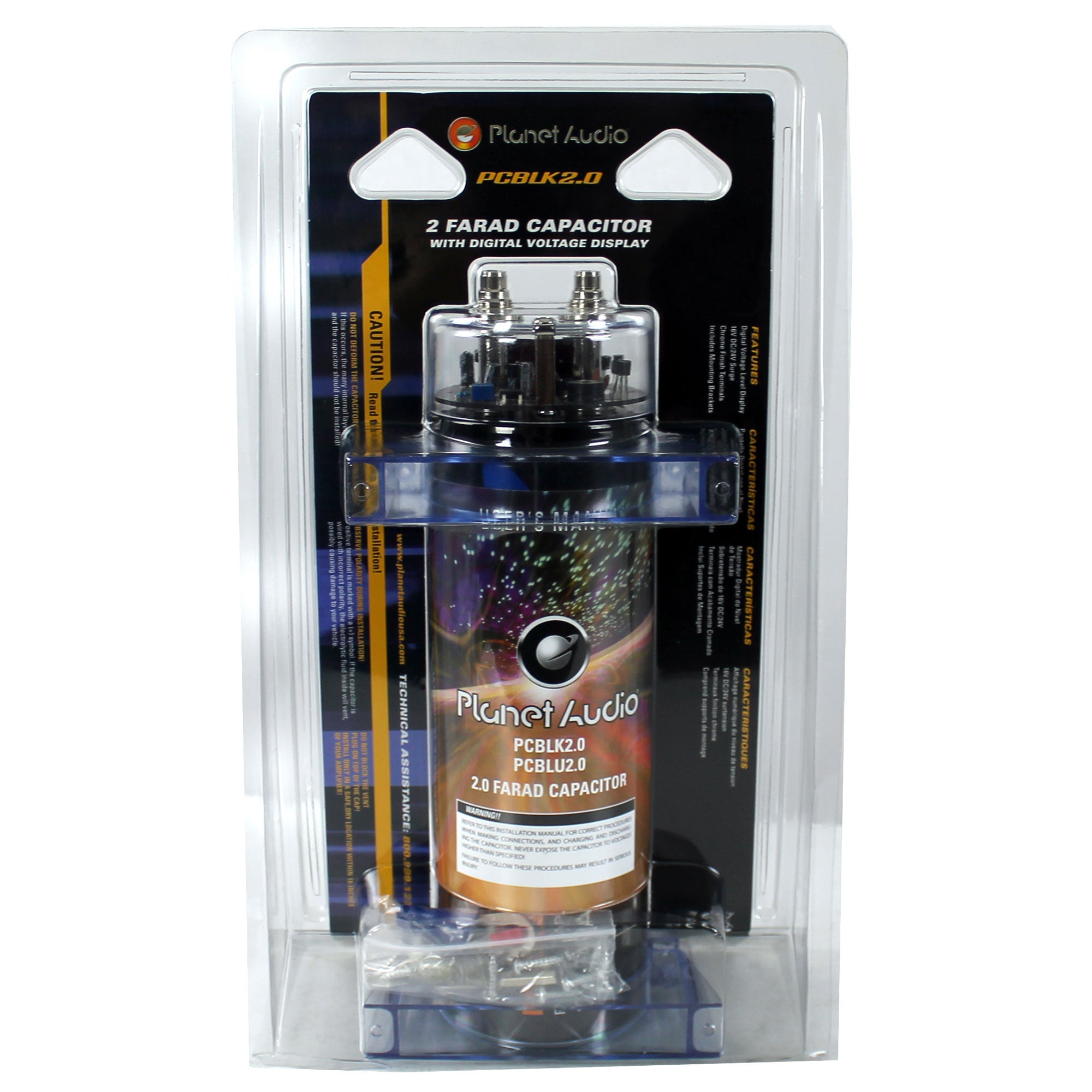 Planet Audio PCBLK2.0 2 Farad Car Digital Capacitor Audio Cap with LED (4 Pack)