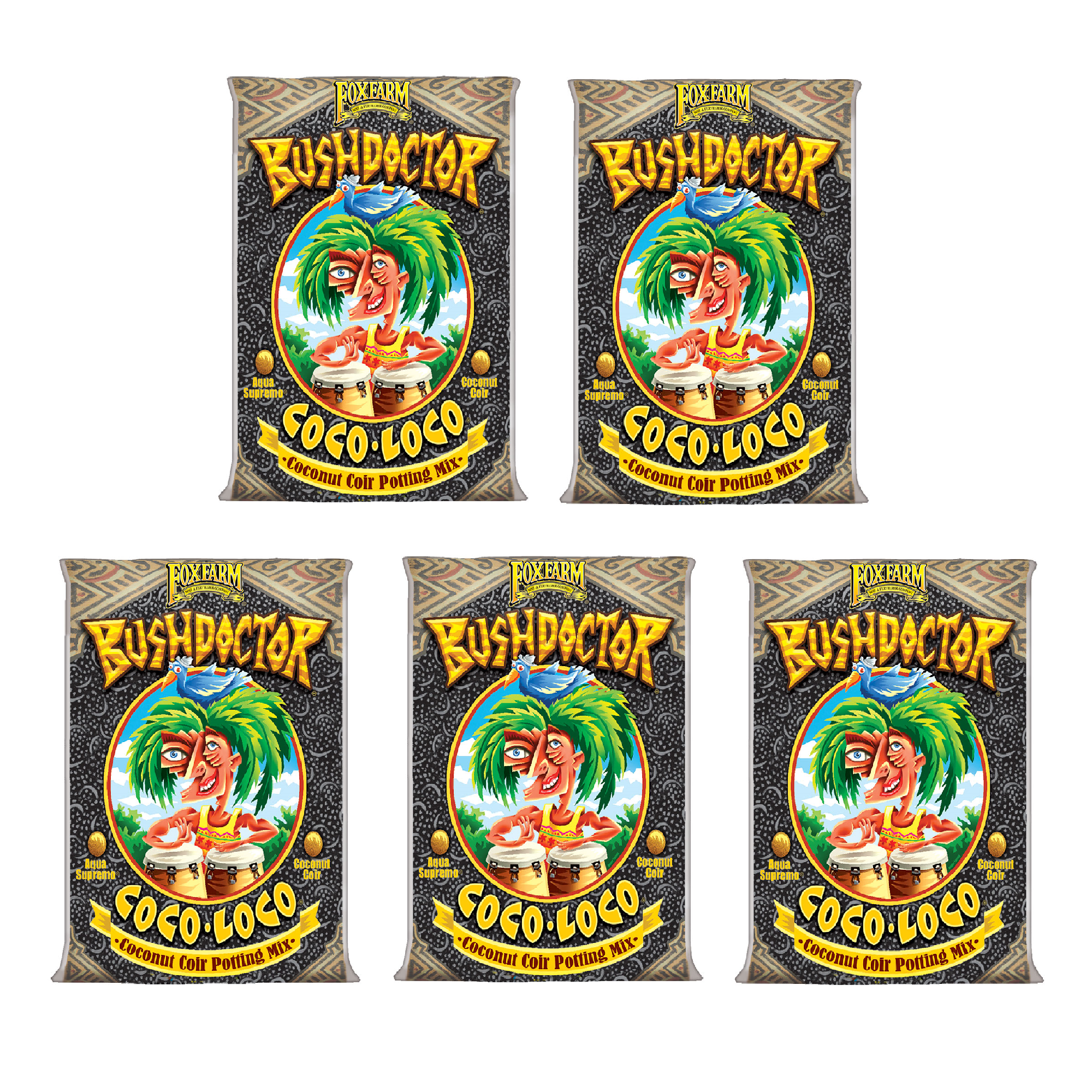 FoxFarm Bush Doctor Coco Loco Garden Potting Soil Mix, 2 Cubic Ft. (5 Pack) - VMInnovations