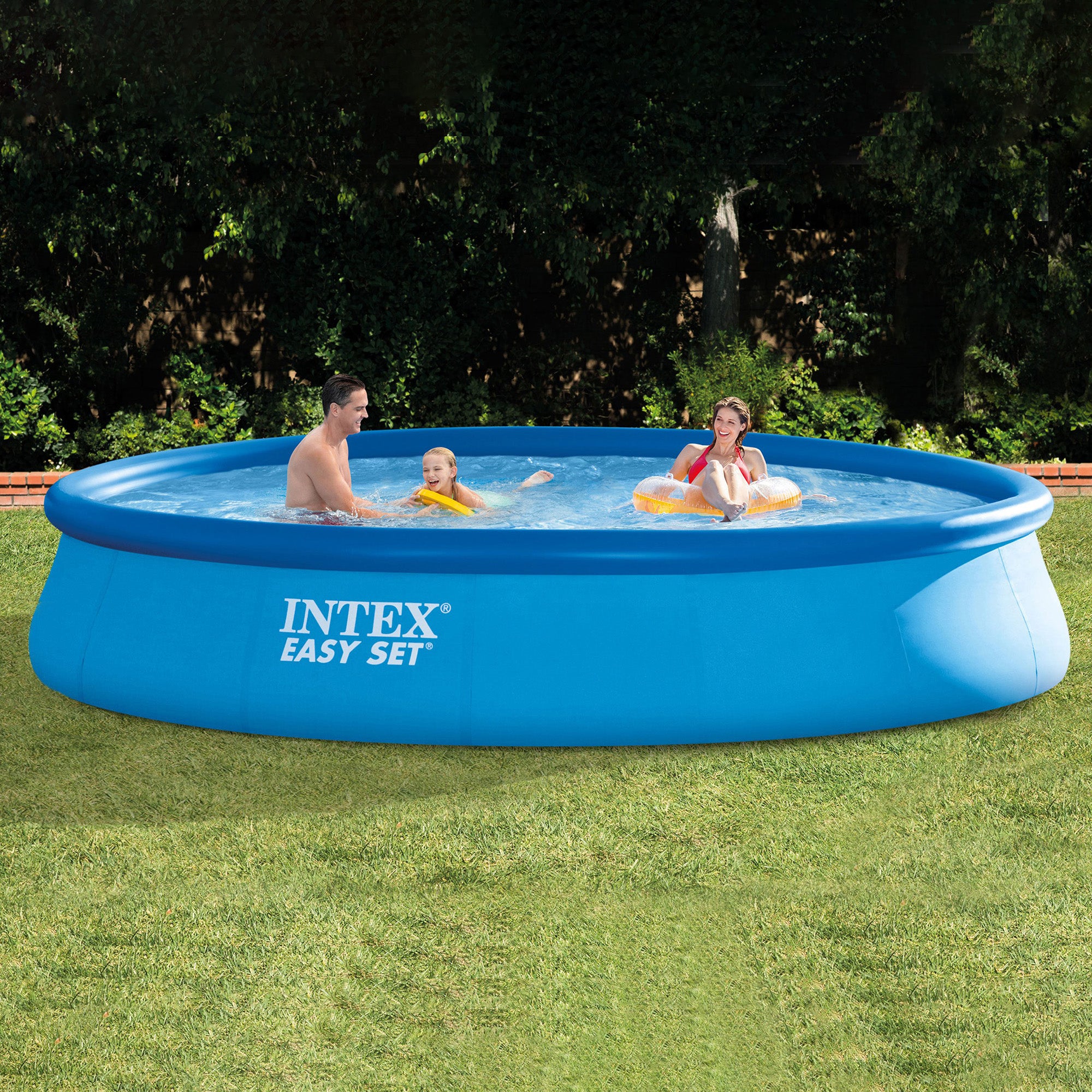 Intex 15ft x 33in Inflatable Above Ground Swimming Pool with Pool Chemical Kit
