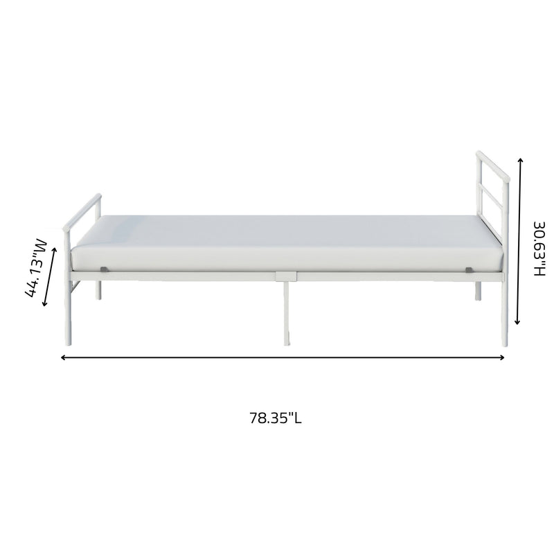 Rack Furniture Seattle Steel Twin Size Home Bedroom Kid Metal Bed Frame, White