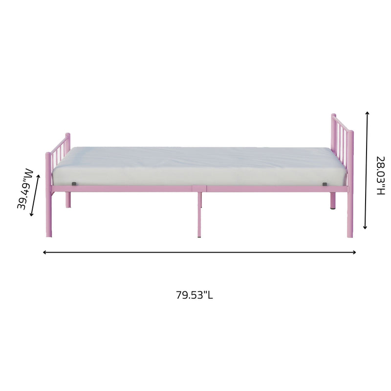 Rack Furniture Austin Steel Twin Size Home Furniture Bedroom Kid Bed Frame, Pink