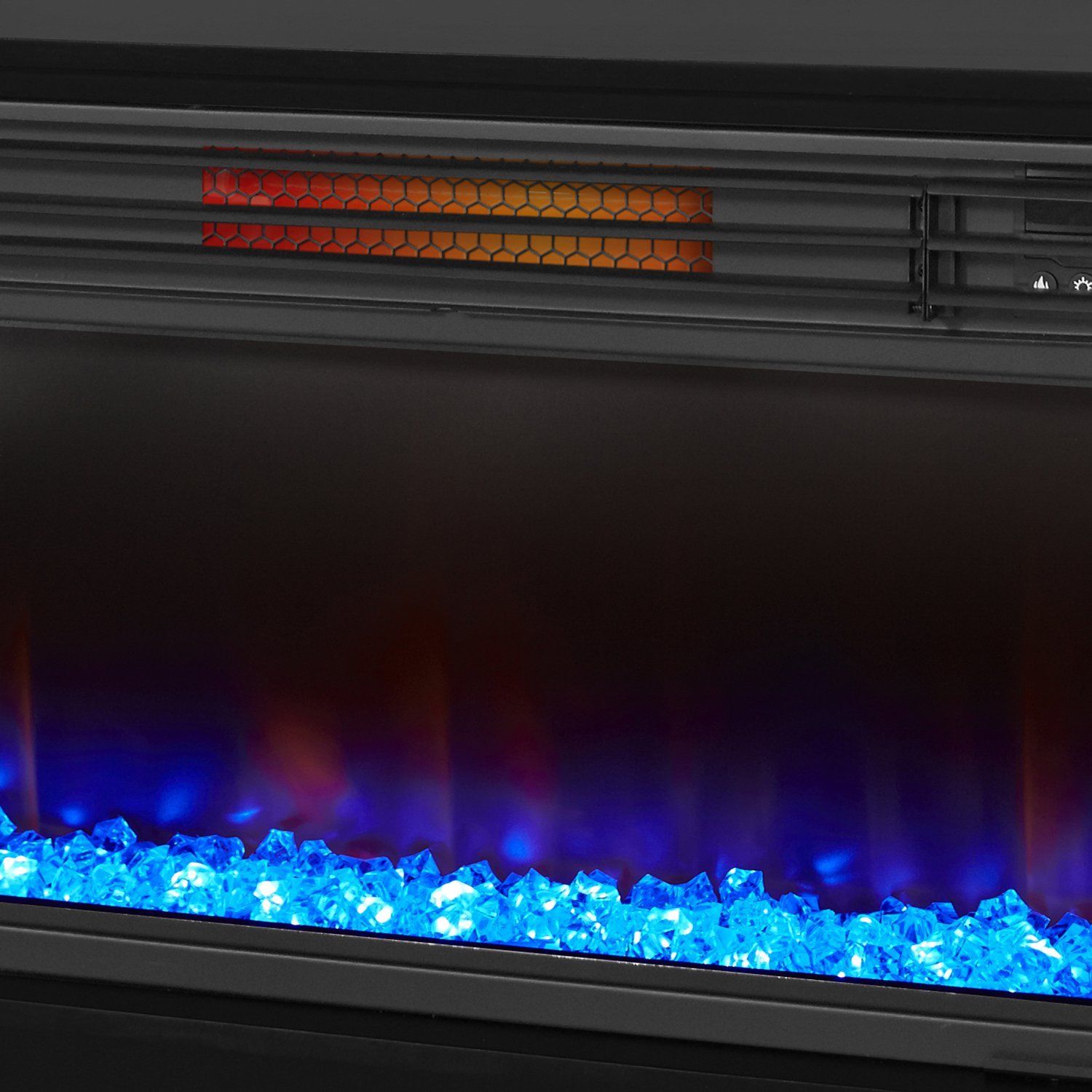 LifeSmart Electric Infrared Quartz Standing Fireplace Heater, Black (Open Box)