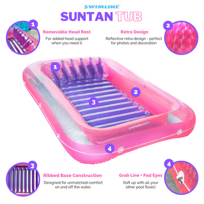 New Swimline 9052 71" Swimming Pool Inflatable Suntan Tub Float Lounge
