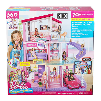 Barbie GNH53 DreamHouse Doll House with Wheelchair Accessible Elevator, Pink