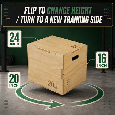 Fitvids 16"x20"x24" Wooden Plyo Box Jump Exercise Platform Workout Equipment
