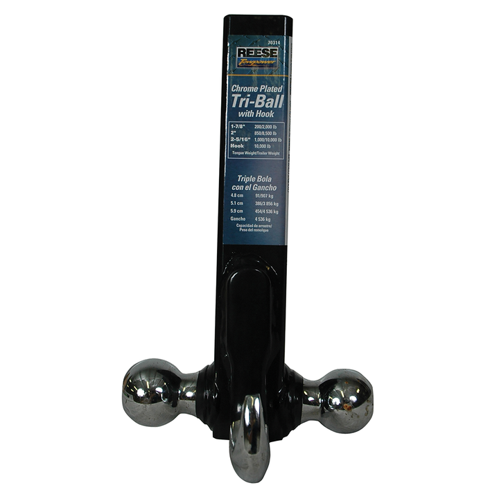 Reese Towpower 7031400 Tri-Ball Trailer Hitch Ball Mount w/ Heavy Duty Tow Hook - VMInnovations