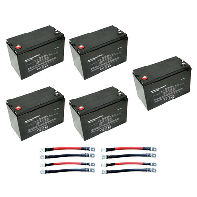 Windy Nation 12V 100 Ah Deep Cycle Solar Off Grid Battery with Cables (5 Pack)