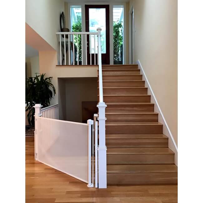 Retract-A-Gate Portable 52 Inch Extending Baby and Pet Home Safety Gate, White