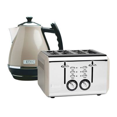 Haden Stainless Steel Retro Toaster & 1.7 Liter Stainless Steel Electric Kettle - VMInnovations
