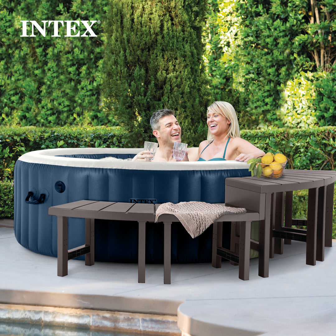 Intex PureSpa Plus Portable Inflatable Jet Spa & Medium PureSpa Benches (2 Pack)