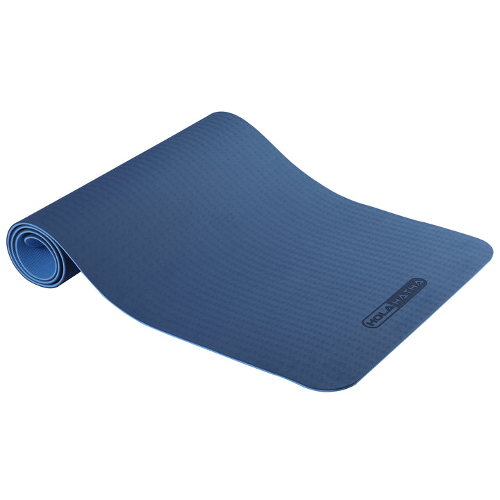 HolaHatha 72 x 24" Double Sided 0.25" Thick Non Slip Home Workout Yoga Mat, Blue