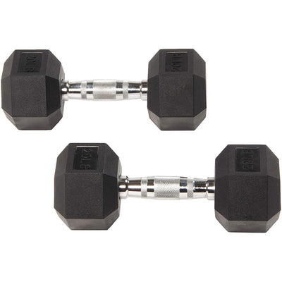 Sporzon Rubber Encased Pair of Hexagon Handheld Dumbbells, 20 Pounds (Open Box)