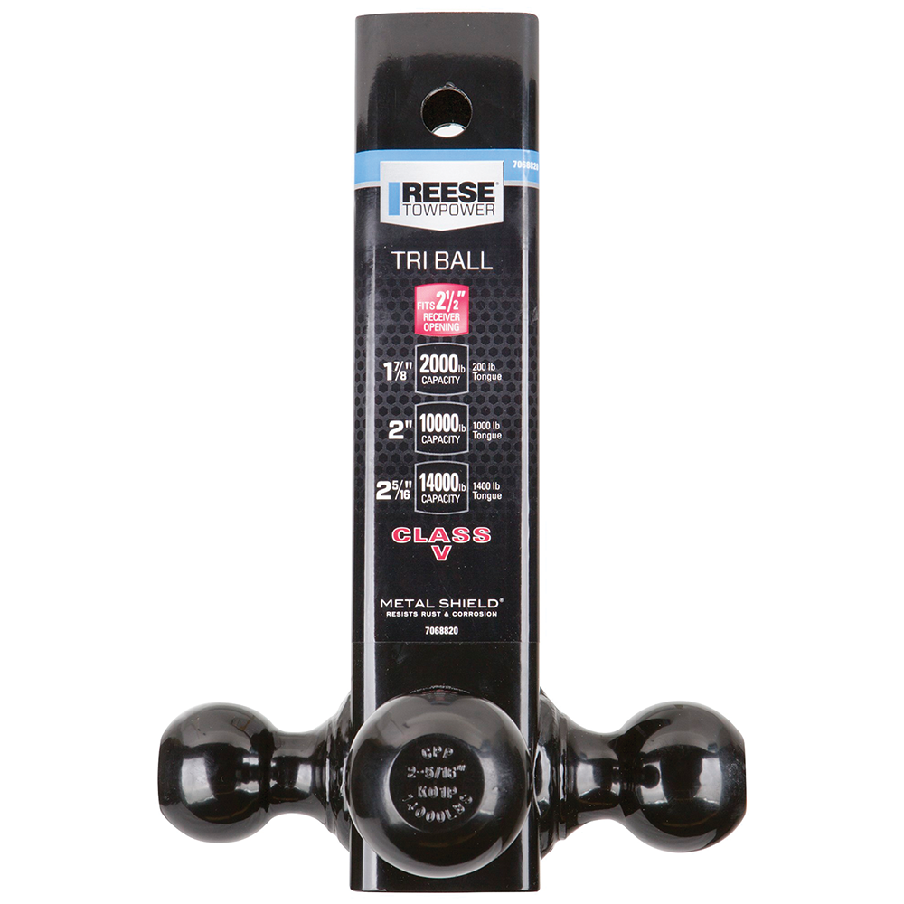 Reese Towpower 7068820 Class V Draw Bar Tri-Ball Trailer Hitch Ball Mount, Gray