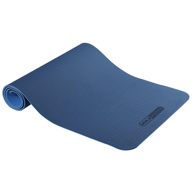 HolaHatha 72 x 24" Double Sided 0.25" Thick Non Slip Yoga Mat, Blue (Open Box)