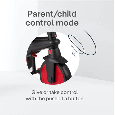 smarTrike 5 in 1 Modular Toddler Stroller Tricycle with 1 Handed Steering, Red